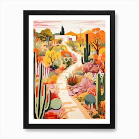 Desert Botanical Garden, Usa In Autumn Fall Illustration 3 Art Print