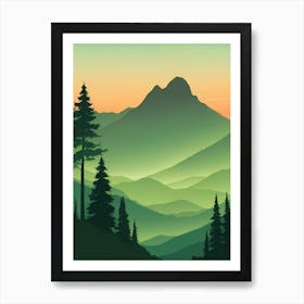 Misty Mountains Vertical Background In Green Tone 5 Art Print