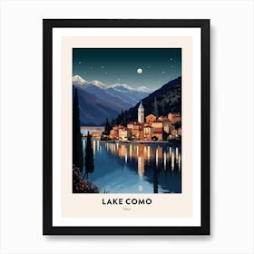 Winter Night  Travel Poster Lake Como Italy 2 Art Print