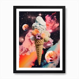 Ice Cream Pop Art Inspired Space Background 2 Art Print