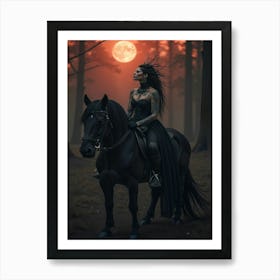 Gothic Woman On Horseback 1 Art Print