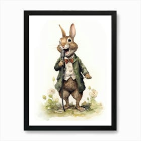 Bunny Singing Rabbit Prints Watercolour 2 Art Print