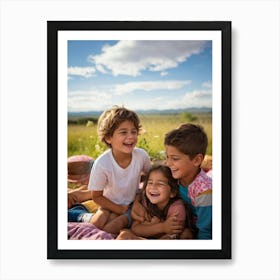 A Family Portrait Capturing The Essence Of Joy With Smiling Faces Of Boys And Girls A Sister And B Art Print