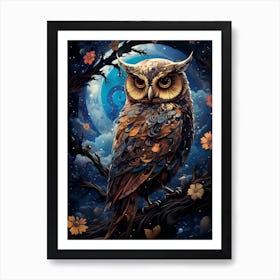 Owl In The Moonlight Art Print