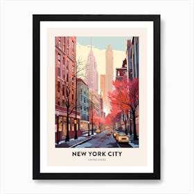 Vintage Winter Travel Poster New York City Usa 2 Art Print