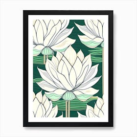 Lotus Flower Repeat Pattern Minimal Line Drawing 3 Art Print