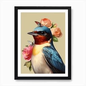 Bird With A Flower Crown Barn Swallow 2 Art Print