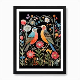 Folk Bird Illustration Dunlin 3 Art Print