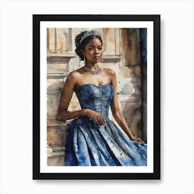 City And Princess In Blue Art Print