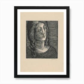 Head Of A Woman With Long Braids, Mikuláš Galanda Art Print