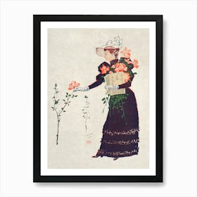 Woman Picking Up Flowers (1893), Edward Penfield Art Print