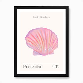 Pink Shell Retro Protection Angel Numbers 444 Art Print