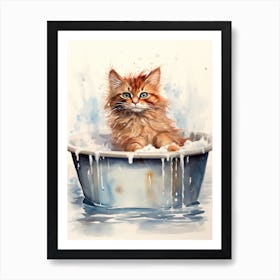 Somali Cat In Bathtub Bathroom 1 Art Print