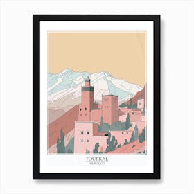 Toubkal Morocco Color Line Drawing 6 Poster Art Print