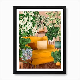 Room With Plants And Yellow Chair Art Print