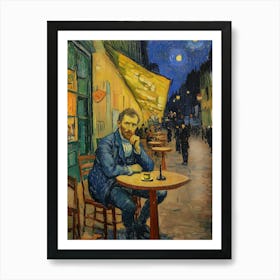 Caféterrasse mit Vincent van Gogh, Impressionismus Selbstportät Art Print