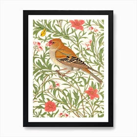 Finch William Morris Style Bird Art Print