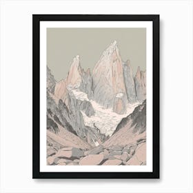 Mount Whitney Usa Color Line Drawing (2) Art Print