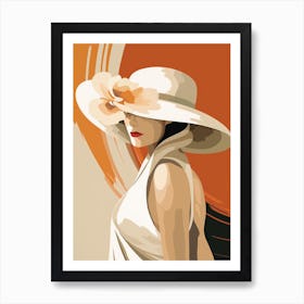 Woman In White Hat 1 Art Print