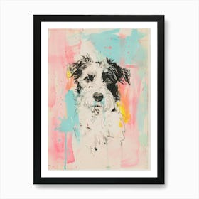 Colourful Polish Lowland Sheepdog Dog Line Illustration 1 Art Print