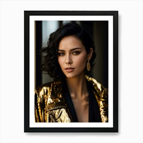 Woman In A Gold Jacket Art Print