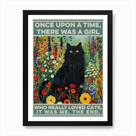 Once Upon A Time There Was A Girl Who Liked Cats Klimt Cat Garden Art Print