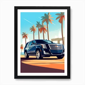 A Cadillac Escalade In French Riviera Car Illustration 3 Art Print