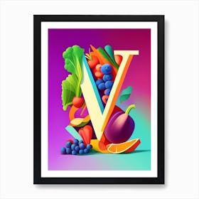 V  For Vegetables, Letter, Alphabet Pop Art Matisse 2 Art Print