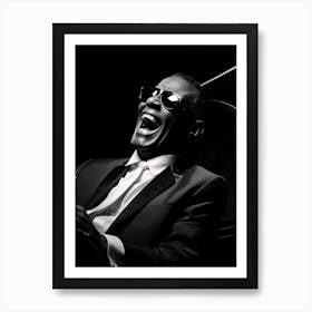 Black And White Photograph Of Ray Charles Art Print