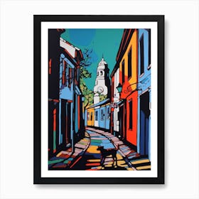 Painting Of A Cape Town With A Cat In The Style Of Of Pop Art 2 Art Print