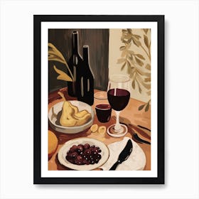 Atutumn Dinner Table With Pears And Wine Art Print