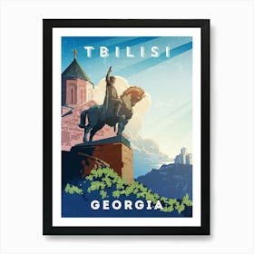 Tbilisi, Georgia — Retro travel minimalist poster 2 Art Print