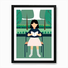 Girl Reading A Book 1 Art Print