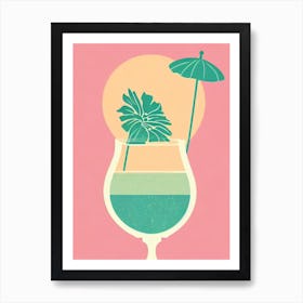 Blanc De Blancs Retro Pink Cocktail Poster Art Print