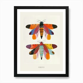 Colourful Insect Illustration Firefly 6 Poster Art Print