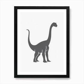 Grey Brontosaurus Silhouette Art Print