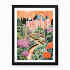 Chateau De Villandry Gardens Abstract Riso Style 2 Art Print