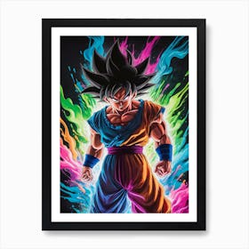 Goku Dragon Ball Z Neon Iridescent (9) Art Print
