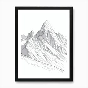 Mount Whitney Usa Line Drawing 7 Art Print