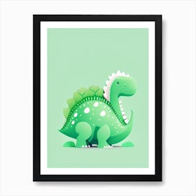 Iguanodon Cute Mint Dinosaur Art Print