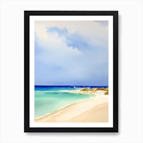 Cala Comte Beach, Ibiza, Spain Watercolour Art Print