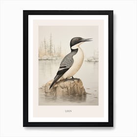 Vintage Bird Drawing Loon 1 Poster Art Print