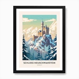 Vintage Winter Travel Poster Schloss Neuschwanstein Germany 5 Art Print