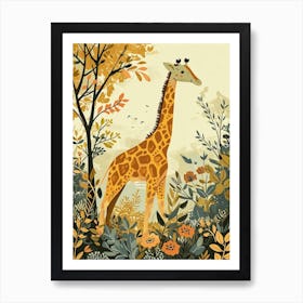 Storybook Style Illustration Of A Giraffe 7 Art Print