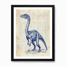 Baryonyx Dinosaur Blue Print Sketch 1 Art Print