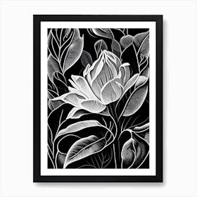 Southern Magnolia Leaf Linocut Art Print