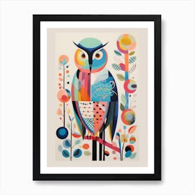 Colourful Scandi Bird Owl 2 Art Print