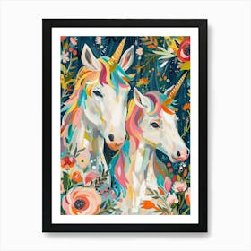 Floral Unicorn Friends Fauvism Inspired Art Print