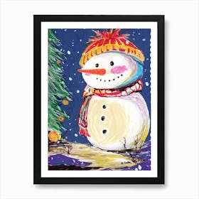 Happy Snowman Art Print