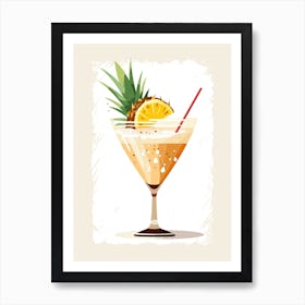 Illustration Piña Colada Floral Infusion Cocktail 4 Art Print